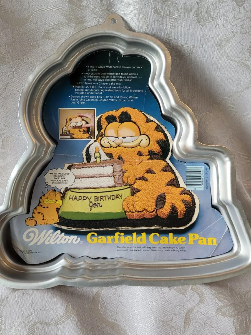 Vintage Wilton Garfield 3d stand up set cake pan eye inserts comics 80s